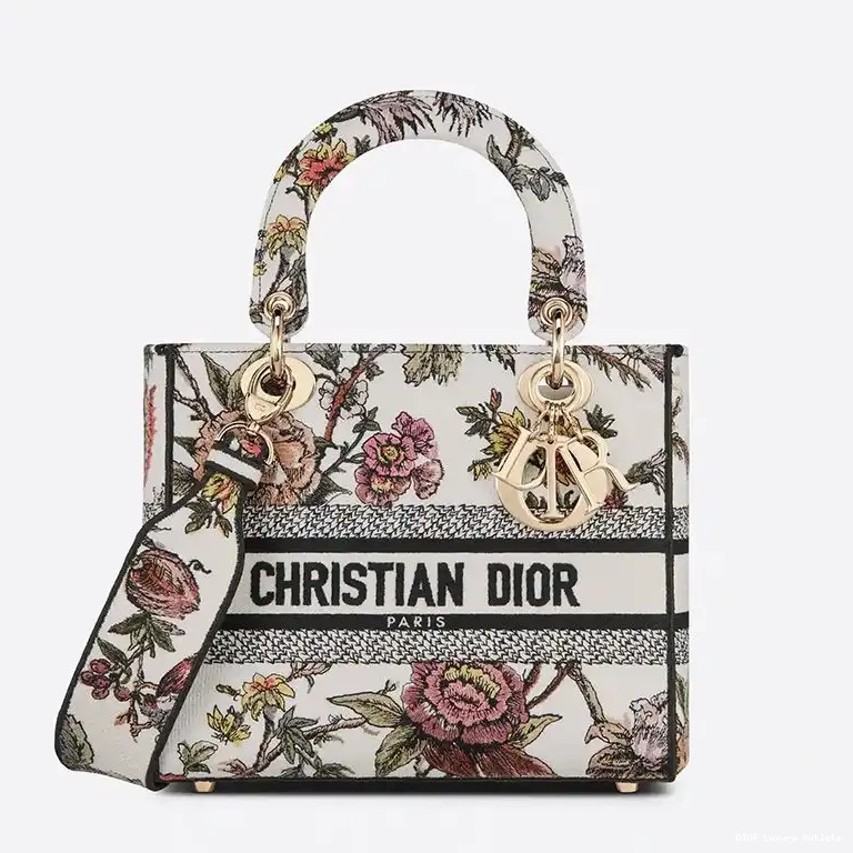 Canvass Jardin White Lady Motif Bag Medium Botanique D-lite 0612 Luxury